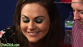 British cfnm domina humiliates old dork with relentless handjob tease