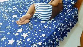 amateur indian couple shares bed for intense homemade creampie riding session