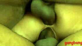 blondie bitch takes double penetration from black monster cocks banging her hard on sofa