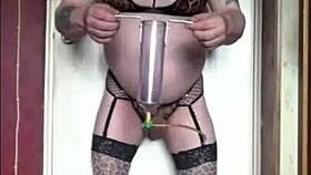 shy bisexual crossdresser swallows his own cum craving yours publicly