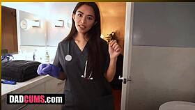 European babe deepthroats and fucks neglected patient in hospital pov action