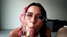 girl next door slurps huge cock in sloppy blowjob session