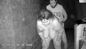 hidden cam catches busty brazilian milf squirting creampie in alley fuck