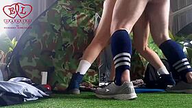 stranger dominates nudist lady pussy fuck in forest camp