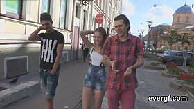 skint boyfriend trades ex-gf's tight holes to sexy pal for quick cash