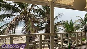 Ebony Wife Flashes Dripping Pussy At Beach House Outdoors