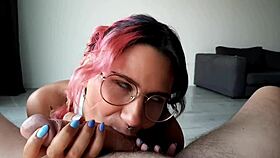 girl next door slurps huge cock in sloppy blowjob session