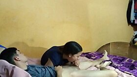 brunette latina sneaks in for deepthroat blowjob and face fuck on my small tits