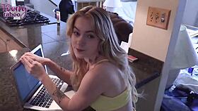 nasty blonde teen sage fox bends over for stepdad's thick cock pounding