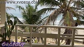 Ebony Wife Flashes Dripping Pussy At Beach House Outdoors