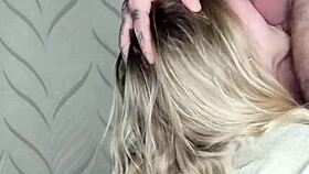 blonde milf sneaks blowjob on huge cock while home alone creampie finish