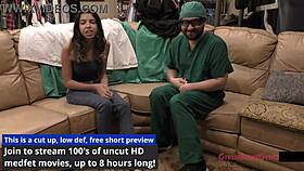 angel santana and aria nicole spread for first gyno exam closeups