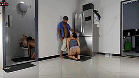 Kitchen pounding leads to intense bathroom assfucking creampie