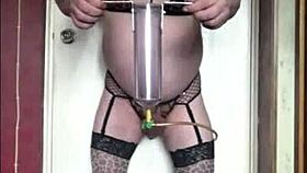 shy bisexual crossdresser swallows his own cum craving yours publicly