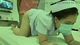 thai nurse lets chubby patient cum in mouth after hardcore hospital fuck