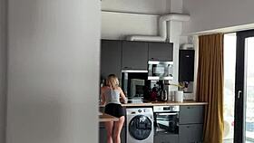 Voyeur watches sexy maid shower and dreams of deepthroat blowjob action