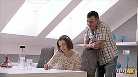 Old Wise Gentleman Savors Intimate Depths with Beautiful Young Beauty