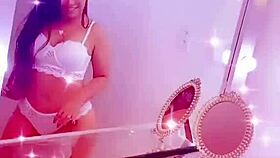 queen bee brunette with tanned skin and beautiful soft hair records steamy lingerie videos in private