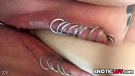 Horny Babe Slams Toys In Pierced Pussy!