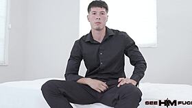 harper red worships brett maker's oiled cock and ass