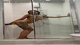 naked roxy showers moaning masturbates with toys solo.