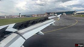 Cute Pigtail Girl Flashes Dick on Airplane for Quick Cumshot