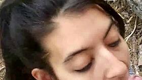 😏 stranger bends big booty teen over in public forest for quick doggystyle cum