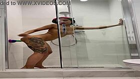 naked roxy showers moaning masturbates with toys solo.