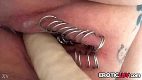 Horny Babe Slams Toys In Pierced Pussy!