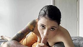 Coworker slurps cock then gulps hot cumshot