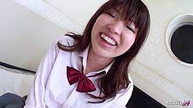 tiny japanese uniform girl takes first hairy pussy creampie