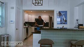 hey, bbc streamer artemis blows under table by roommate bea york's big ass