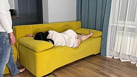 Big Ass Milf Waits On Couch But Gets Brutal Anal Pounding From Stranger Husband Watches