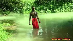 Ebon african wife sneaks hardcore creampie fuck with pastor at water baptism ceremony