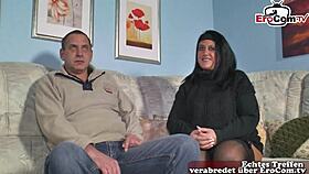 Chubby German wife's teasing MMF casting romp