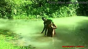 Ebon african wife sneaks hardcore creampie fuck with pastor at water baptism ceremony