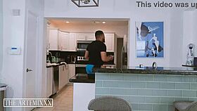 hey, bbc streamer artemis blows under table by roommate bea york's big ass