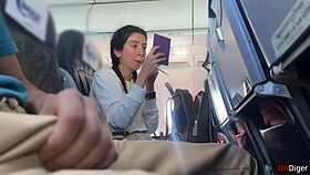 Cute Pigtail Girl Flashes Dick on Airplane for Quick Cumshot