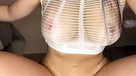 Colombian beauty teases pussy with favorite big dildo
