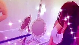 queen bee brunette with tanned skin and beautiful soft hair records steamy lingerie videos in private