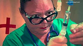 a dominatrix runs a harsh clinic for cock treatment.