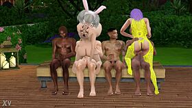 Two Bimbos Jamie and Jessica Gangbanged by Monster BBCs