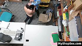 burglar fucks caught teen thief hard over shop counter for freedom