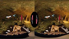 black babe rides cock cowgirl in outdoor cave reality!