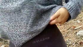 😏 stranger bends big booty teen over in public forest for quick doggystyle cum