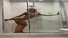 naked roxy showers moaning masturbates with toys solo.