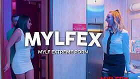 Public bathroom babe joins swinger couple for group fun