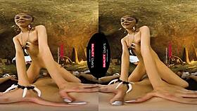 black babe rides cock cowgirl in outdoor cave reality!