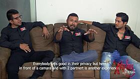 Provocative redhead Venezuelan slut deepthroats two guys in wild casting threesome