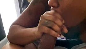 Ebony slut slurps big black cock sloppy deep and messy.